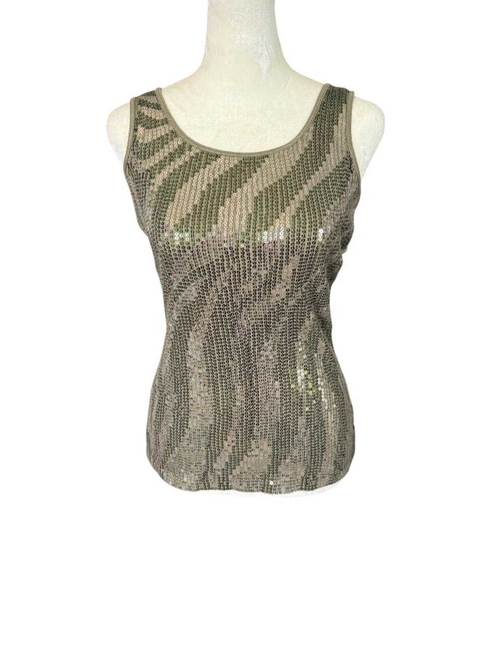 Express sleeveless sequin stretchy tank top taupe women's size small